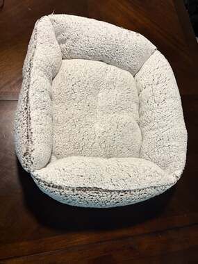 Gray Plush Bolster Dog Cat Pet Bed Removable Reversible Cushion Approx 21”